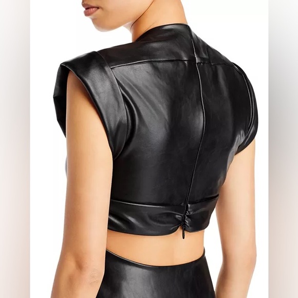 🛍️NWT🥰Front-Gathered Faux Leather Cut-Out Mini Dress👗 - Picture 5 of 8